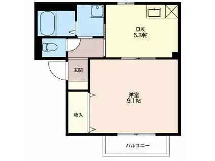 オラシオン D(1DK/1階)の間取り写真