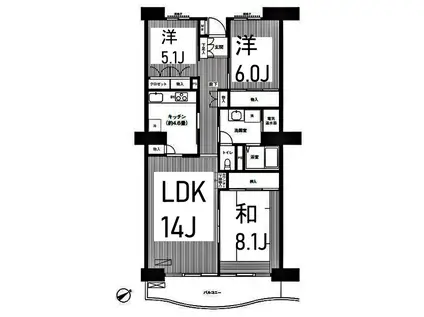 リバーサイド星川(3LDK/2階)の間取り写真