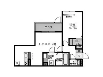 YKメゾン向陽(1LDK/1階)の間取り写真