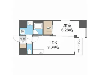 VINOプレジオ本町(1LDK/14階)の間取り写真