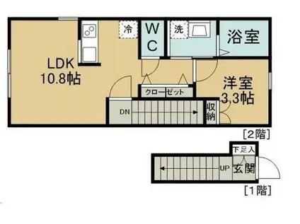 シャルム旭ケ丘イースト(1LDK/2階)の間取り写真