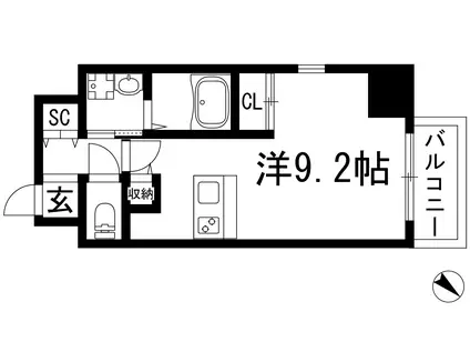 ONLYONE伊丹千憎(ワンルーム/2階)の間取り写真