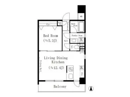 コージーコート御殿山(1LDK/9階)の間取り写真