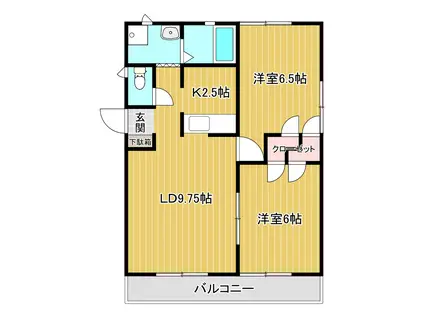 ヴィラ エトワール A(2LDK/2階)の間取り写真