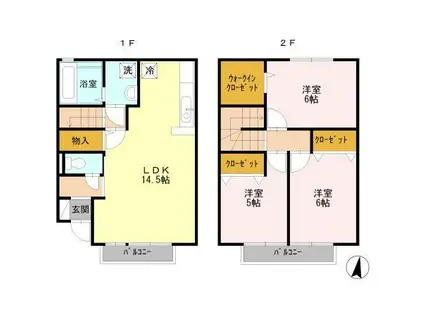 ヴィヴァーチェ(3LDK/1階)の間取り写真