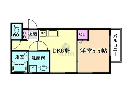 ペガサス緑地(1DK/1階)の間取り写真