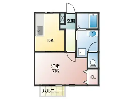 ヒルトップ(1K/1階)の間取り写真