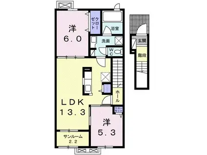 アニュー やぶなみIII(2LDK/2階)の間取り写真