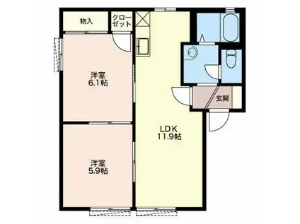 クレスト(2LDK/1階)の間取り写真