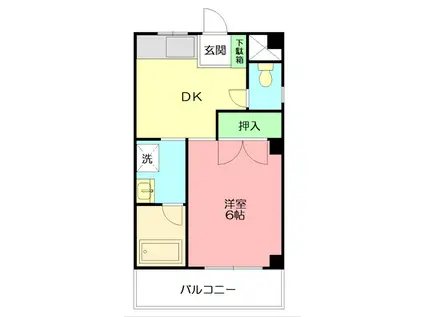 Yビル(1DK/4階)の間取り写真