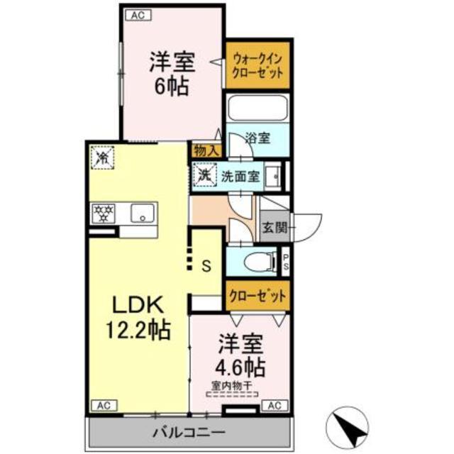 セレスティア新宿(2LDK/2階)の間取り写真