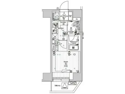 PREMIUM CUBE 品川大崎(1K/9階)の間取り写真