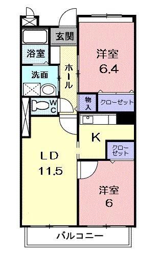 ガーデンプレイスII(2LDK/3階)の間取り写真