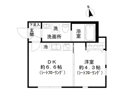 ストライプス東大井(1DK/1階)の間取り写真