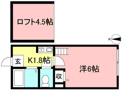 ワイドヒル登戸(1K/2階)の間取り写真