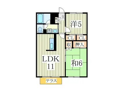 メゾネットプラザ南柏3号棟(2LDK/2階)の間取り写真