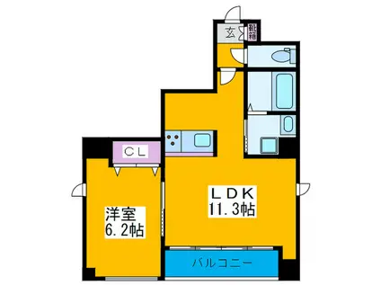 RULIEF真法院(1LDK/4階)の間取り写真