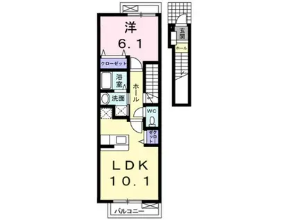 プラシード 守山市勝部2丁目(1LDK/2階)の間取り写真