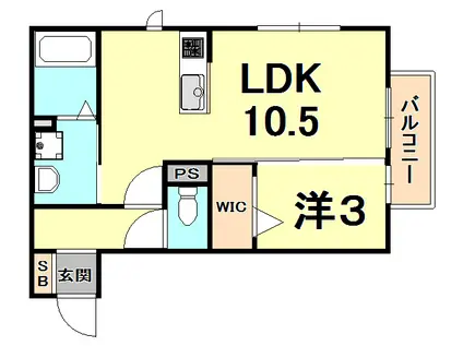 ボナールクレハIII(1LDK/2階)の間取り写真