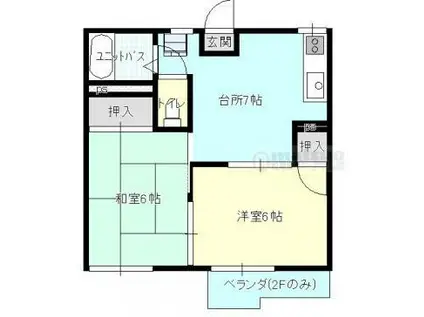 ラピタ横尾(2DK/1階)の間取り写真