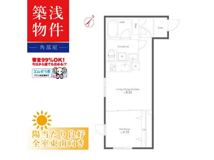 ノーススクエアガーデン西28丁目駅前(1LDK/3階)の間取り写真