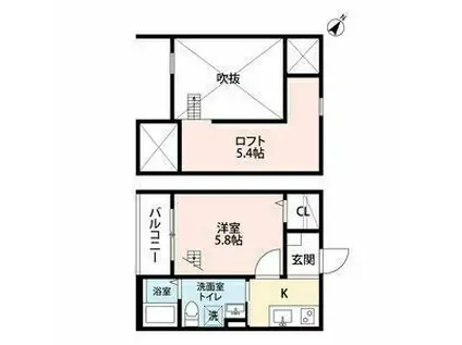 シャルム(1K/1階)の間取り写真