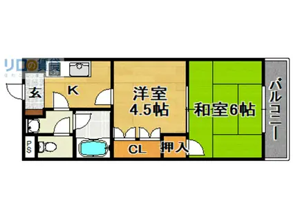 イルソーレ上新庄(2K/2階)の間取り写真