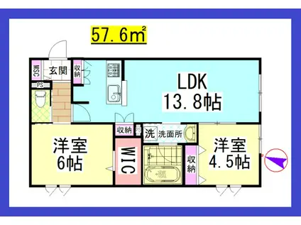Y´SFRESIDENCEII(2LDK/1階)の間取り写真