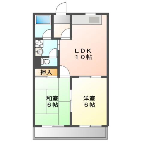 グリーンベルノモリ(2LDK/2階)の間取り写真