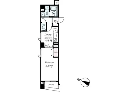 パークウェル方南町(1DK/2階)の間取り写真