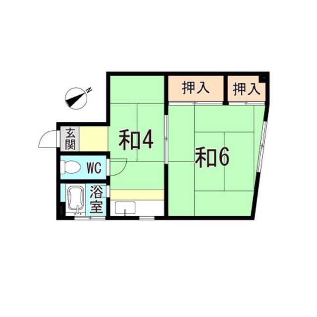 長船マンション(1DK/3階)の間取り写真