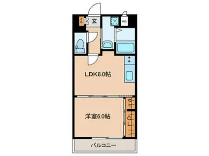 ヒット砂津BLD(1LDK/6階)の間取り写真