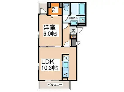 O´ HANA(1LDK/1階)の間取り写真