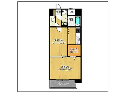 ステイツ 博多駅(1DK/2階)の間取り写真