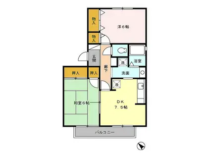エーデルハイム DEF F105(2DK/1階)の間取り写真