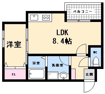 セブンプロート己斐西町II(1LDK/2階)の間取り写真