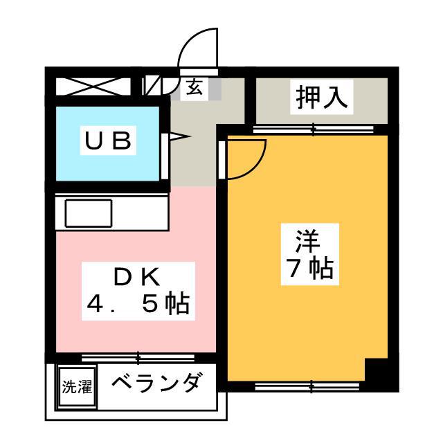 ジュリアハイツ(1DK/3階)の間取り写真