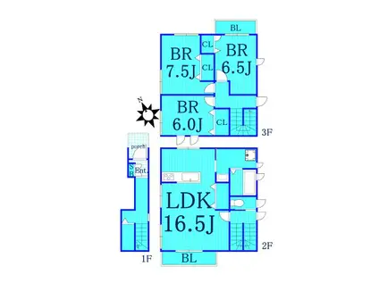 ブリーズドゥース(3LDK/1階)の間取り写真