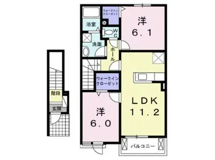 サンライトグレイスI(2LDK/2階)の間取り写真