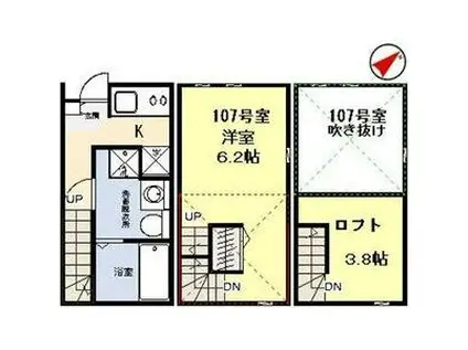 クローシェ泉中央(1K/1階)の間取り写真