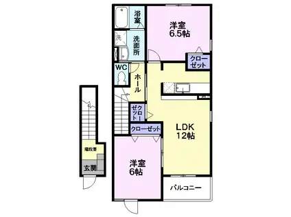 イースト・リヴァー(2LDK/2階)の間取り写真