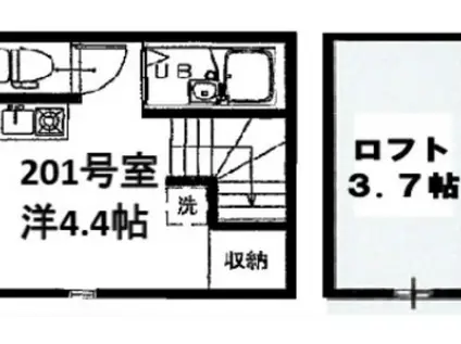 レジデンス高田馬場(ワンルーム/2階)の間取り写真