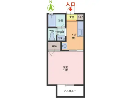 ディアス花水木(1K/2階)の間取り写真