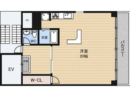 ルイスバラガン(ワンルーム/3階)の間取り写真