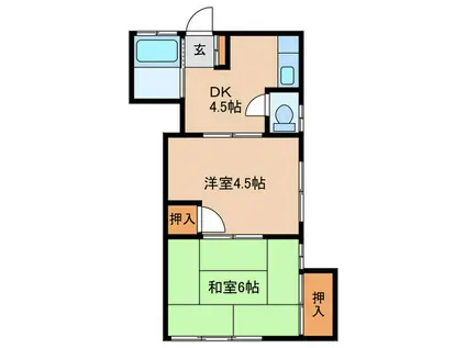 浮羽荘(2DK/1階)の間取り写真