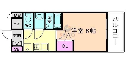 プレサンス庄内ブレイシス(1K/6階)の間取り写真
