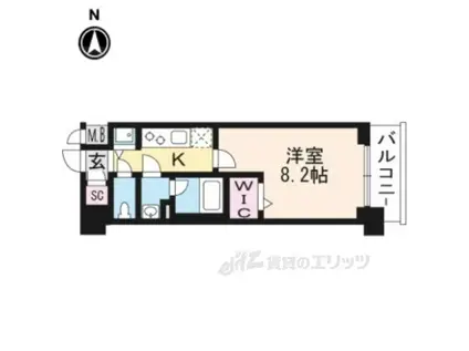 ベラジオ雅び京都西院(1K/6階)の間取り写真