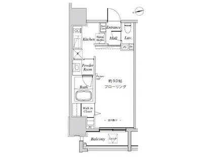 カーサスプレンディッド麻布十番(ワンルーム/9階)の間取り写真