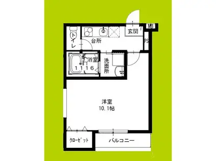 フジパレス堺鳳駅北イースト(1K/2階)の間取り写真