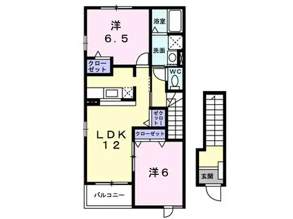 プリムローズA(2LDK/2階)の間取り写真